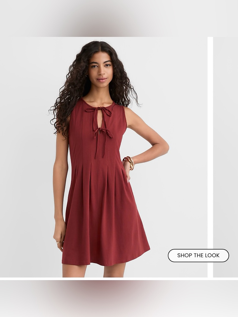 LOFT Sleeveless Pintucked bow  Mini pocket Dress